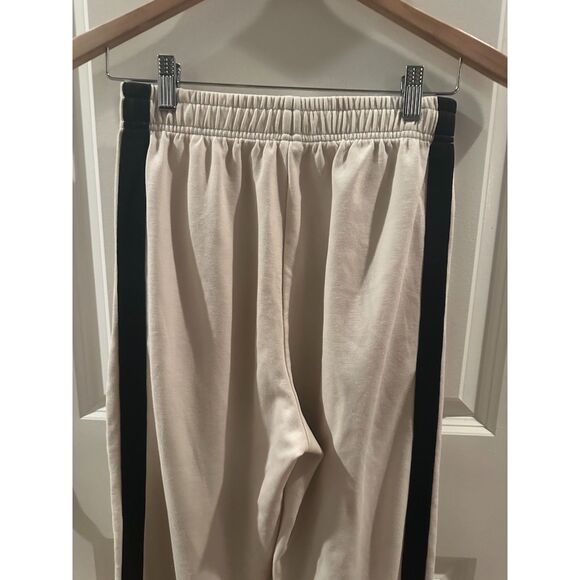 Commence Women's Beige Black Stripe Adjustable Ankle Scuba Fit Joggers Size M - Picture 10 of 13